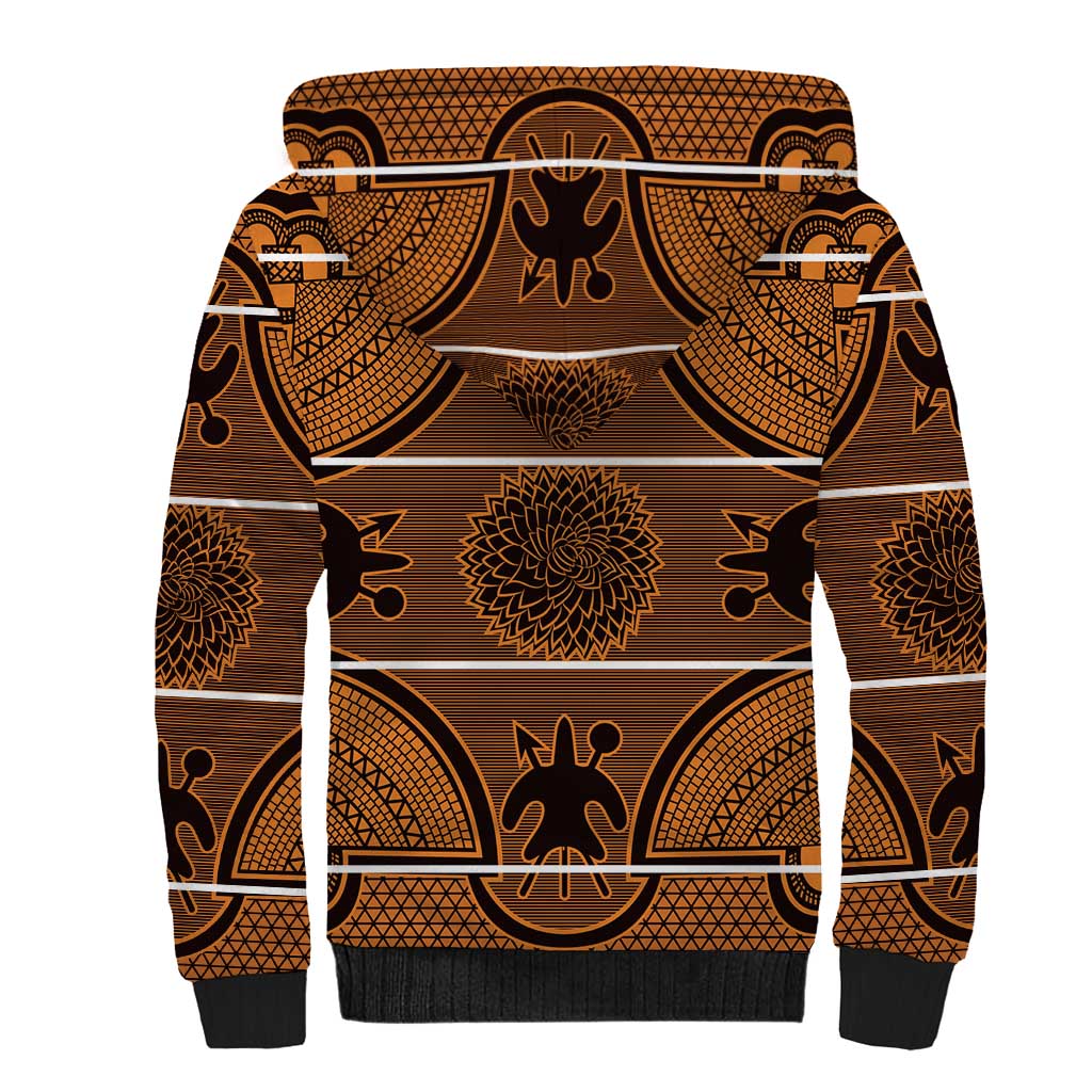 Basotho Blanket Sherpa Hoodie Lesotho Seanamarena Heritage - Orange - African Pride