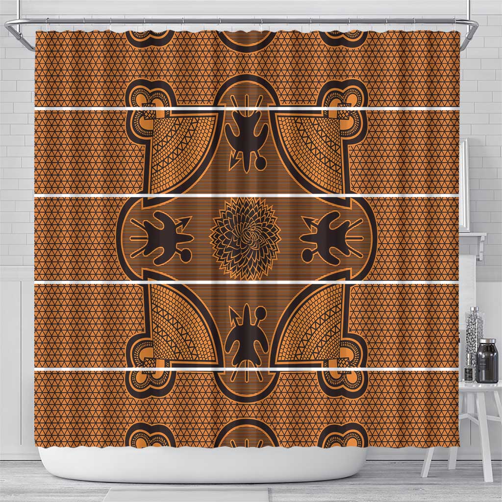 Basotho Blanket Shower Curtain Lesotho Seanamarena Heritage - Orange - African Pride