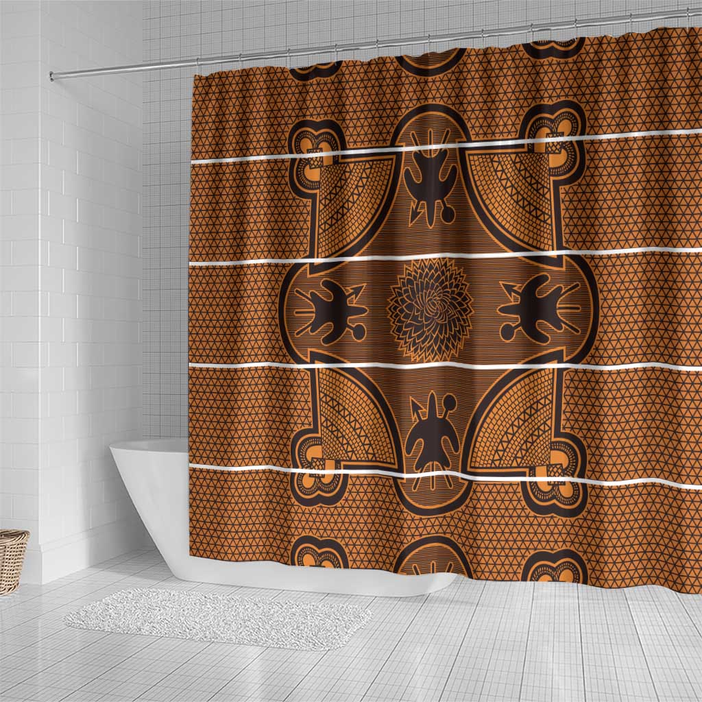 Basotho Blanket Shower Curtain Lesotho Seanamarena Heritage - Orange - African Pride