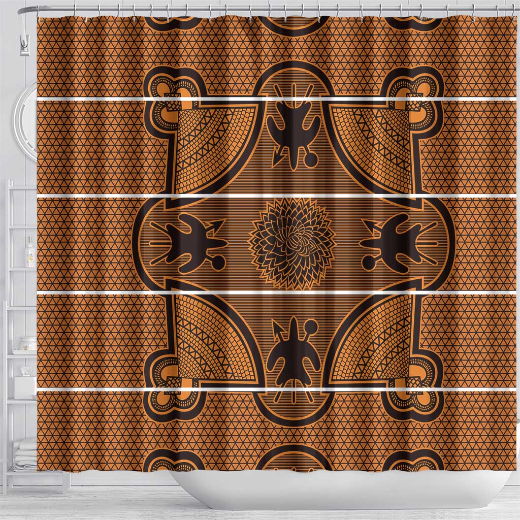 Basotho Blanket Shower Curtain Lesotho Seanamarena Heritage - Orange - African Pride