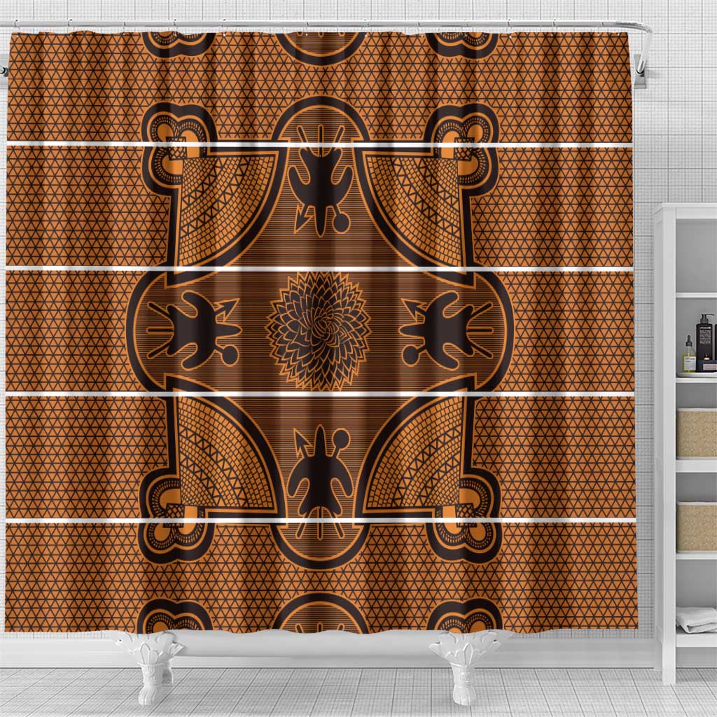 Basotho Blanket Shower Curtain Lesotho Seanamarena Heritage - Orange - African Pride