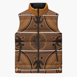 Lesotho Seanamarena Sleeveless Puffer Jacket Basotho Traditional Blanket Style - Orange