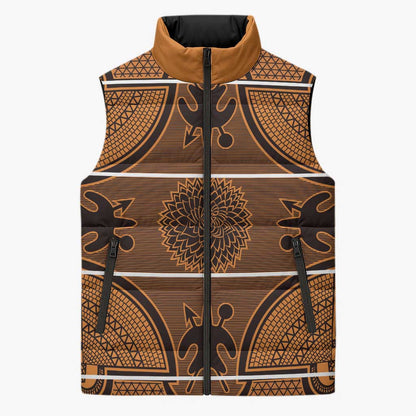 Lesotho Seanamarena Sleeveless Puffer Jacket Basotho Traditional Blanket Style - Orange