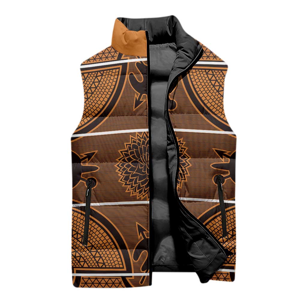 Lesotho Seanamarena Sleeveless Puffer Jacket Basotho Traditional Blanket Style - Orange
