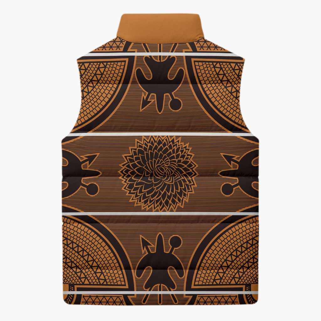 Lesotho Seanamarena Sleeveless Puffer Jacket Basotho Traditional Blanket Style - Orange