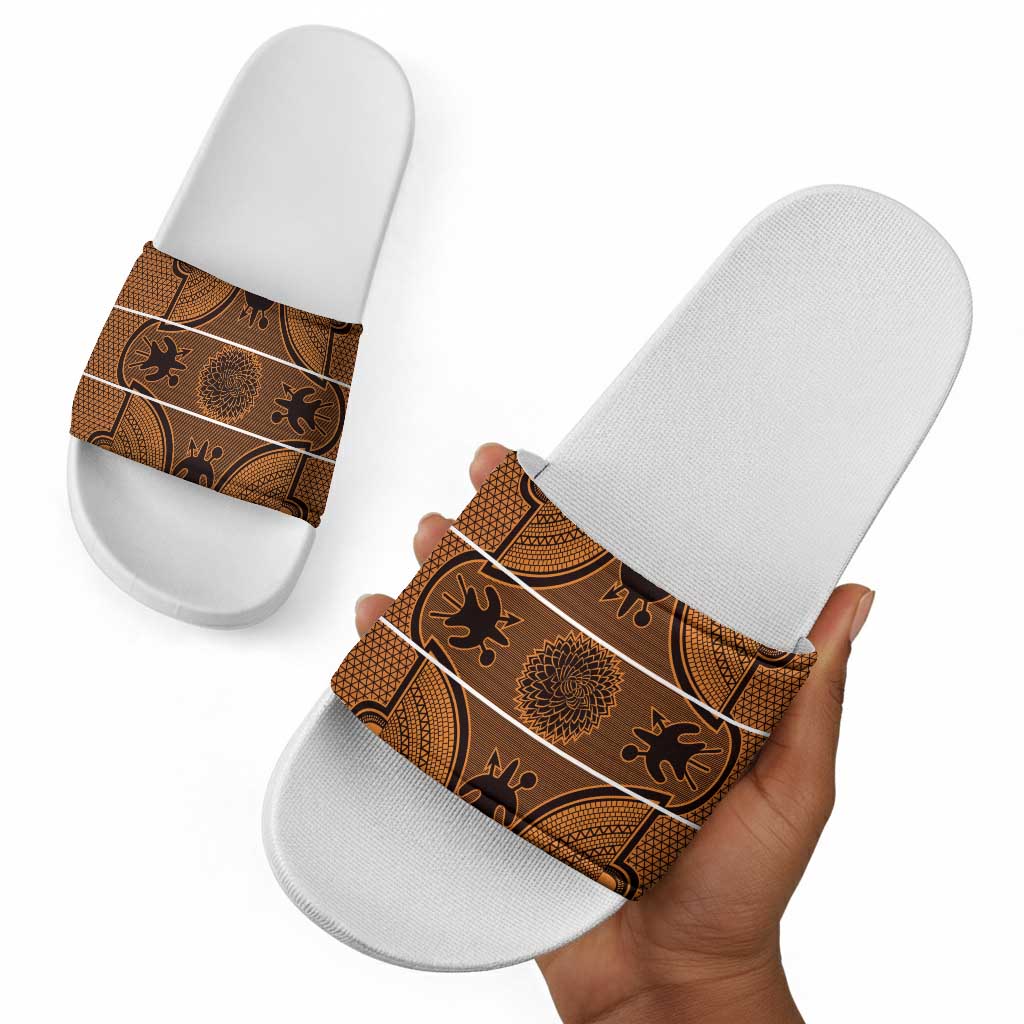 Lesotho Seanamarena Slide Sandals Basotho Traditional Blanket Style - Orange