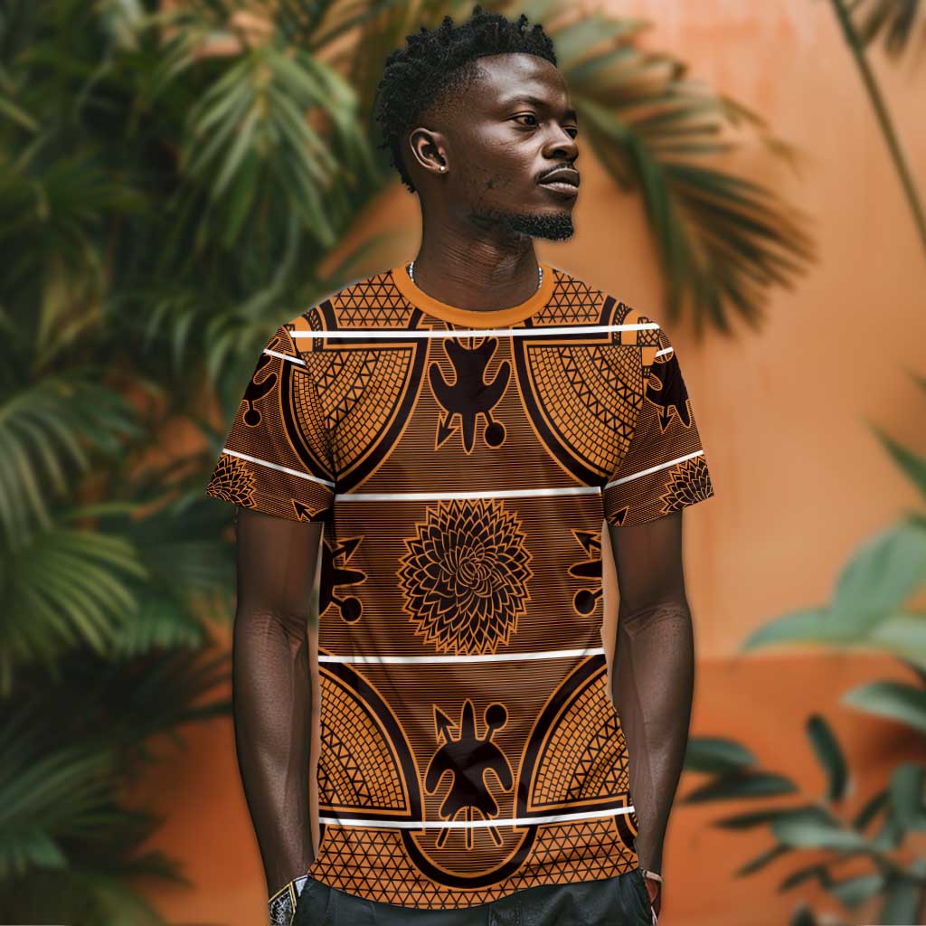 Basotho Blanket T shirt Lesotho Seanamarena Heritage - Orange - African Pride