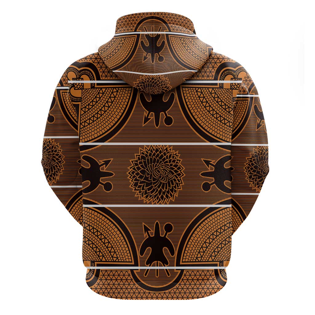 Basotho Blanket Zip Hoodie Lesotho Seanamarena Heritage - Orange - African Pride