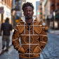 Basotho Blanket Zip Hoodie Lesotho Seanamarena Heritage - Orange - African Pride