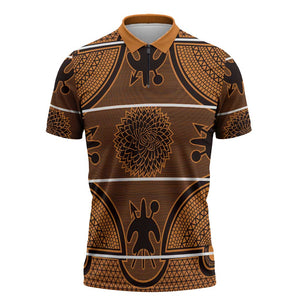 Lesotho Seanamarena Zipper Polo Shirt Basotho Traditional Blanket Style - Orange