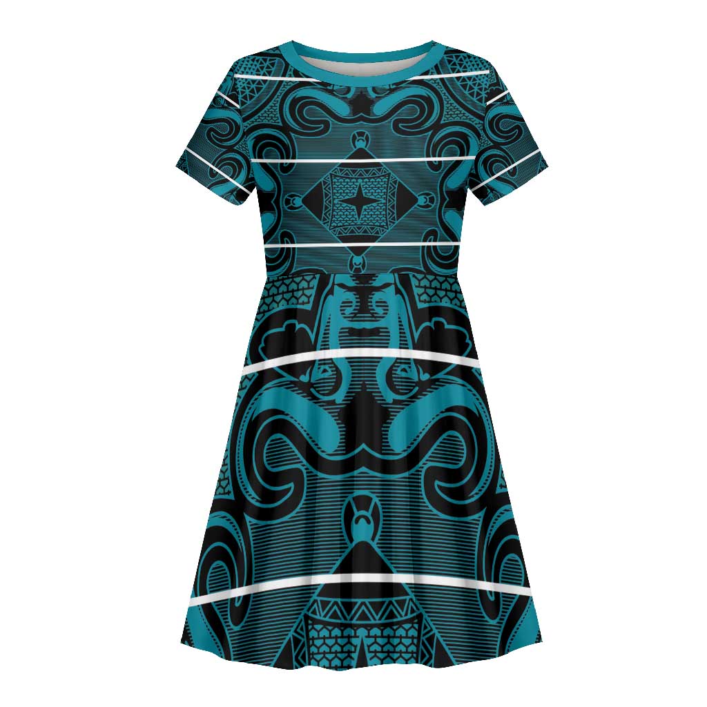 Basotho Blanket Kid Short Sleeve Dress Lesotho Motlatsi Seanamarena Heritage - Lesotho Breeze - African Pride