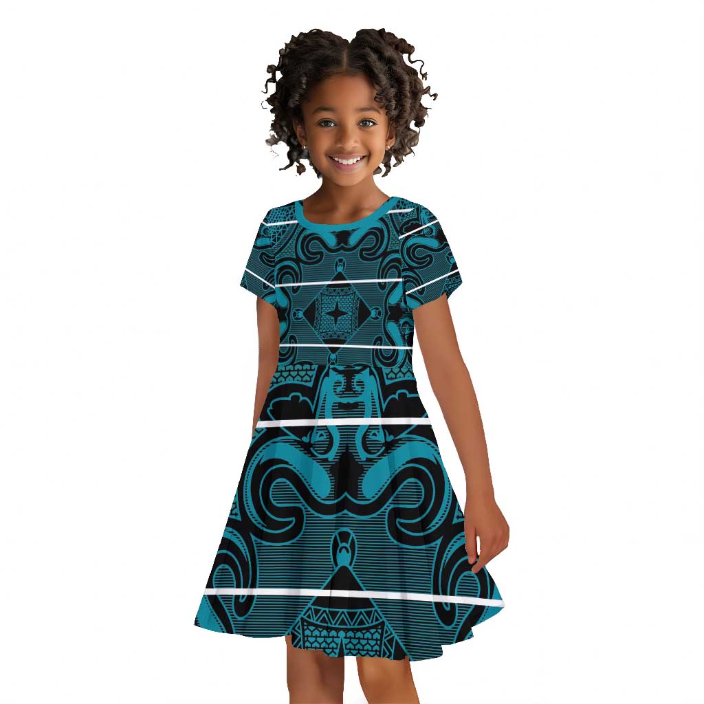 Basotho Blanket Kid Short Sleeve Dress Lesotho Motlatsi Seanamarena Heritage - Lesotho Breeze - African Pride