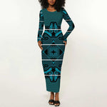 Basotho Blanket Long Sleeve Bodycon Dress Lesotho Motlatsi Seanamarena Heritage - Lesotho Breeze - African Pride