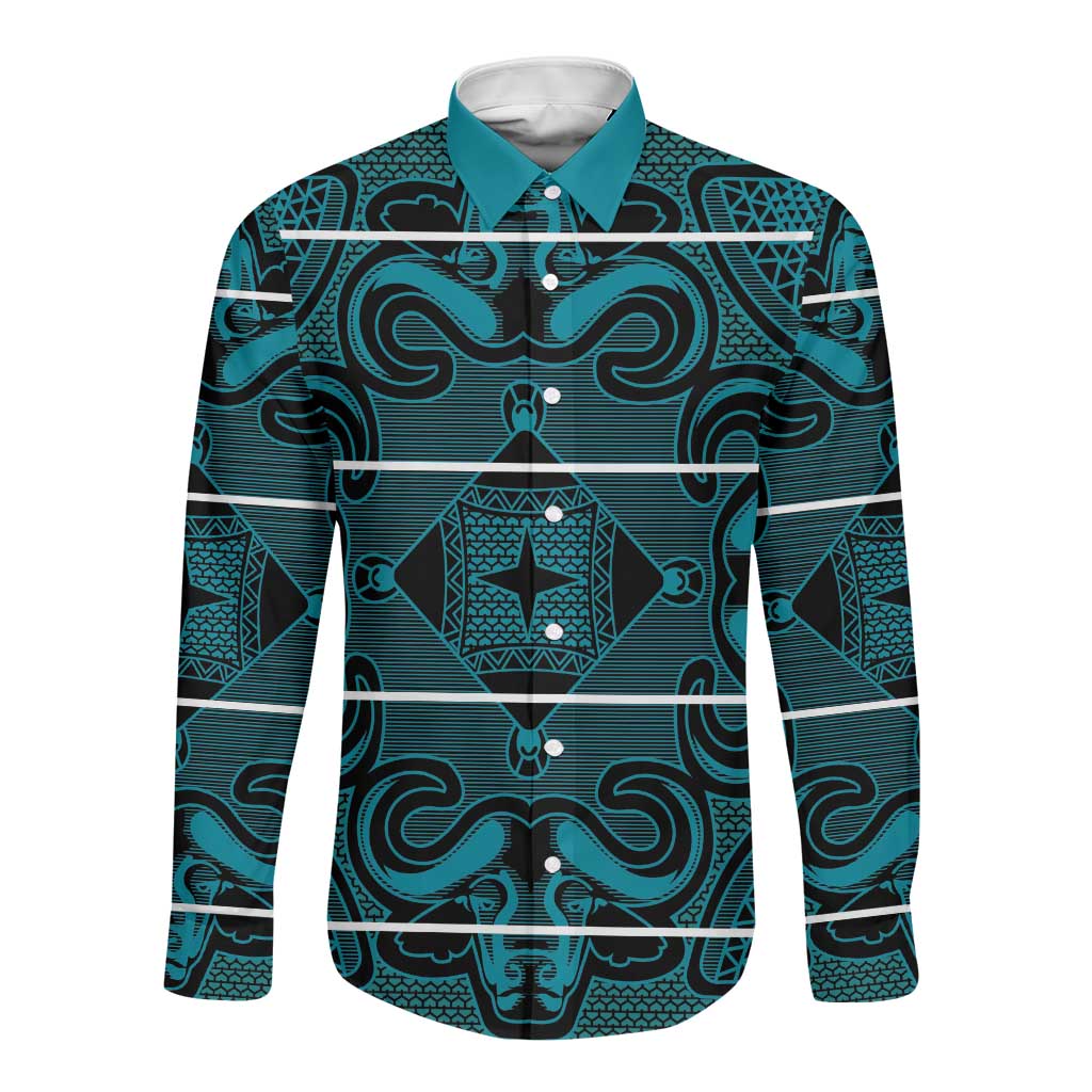 Basotho Blanket Long Sleeve Button Shirt Lesotho Motlatsi Seanamarena Heritage - Lesotho Breeze - African Pride
