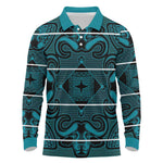 Basotho Blanket Long Sleeve Polo Shirt Lesotho Motlatsi Seanamarena Heritage - Lesotho Breeze - African Pride