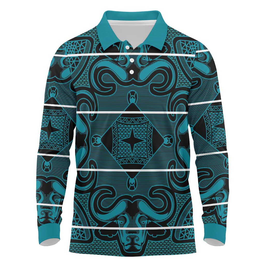 Basotho Blanket Long Sleeve Polo Shirt Lesotho Motlatsi Seanamarena Heritage - Lesotho Breeze - African Pride