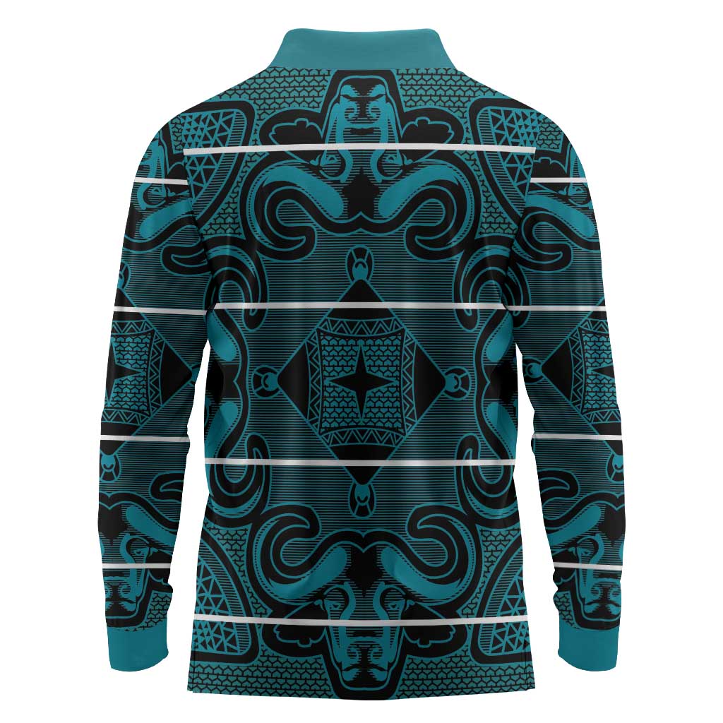 Basotho Blanket Long Sleeve Polo Shirt Lesotho Motlatsi Seanamarena Heritage - Lesotho Breeze - African Pride