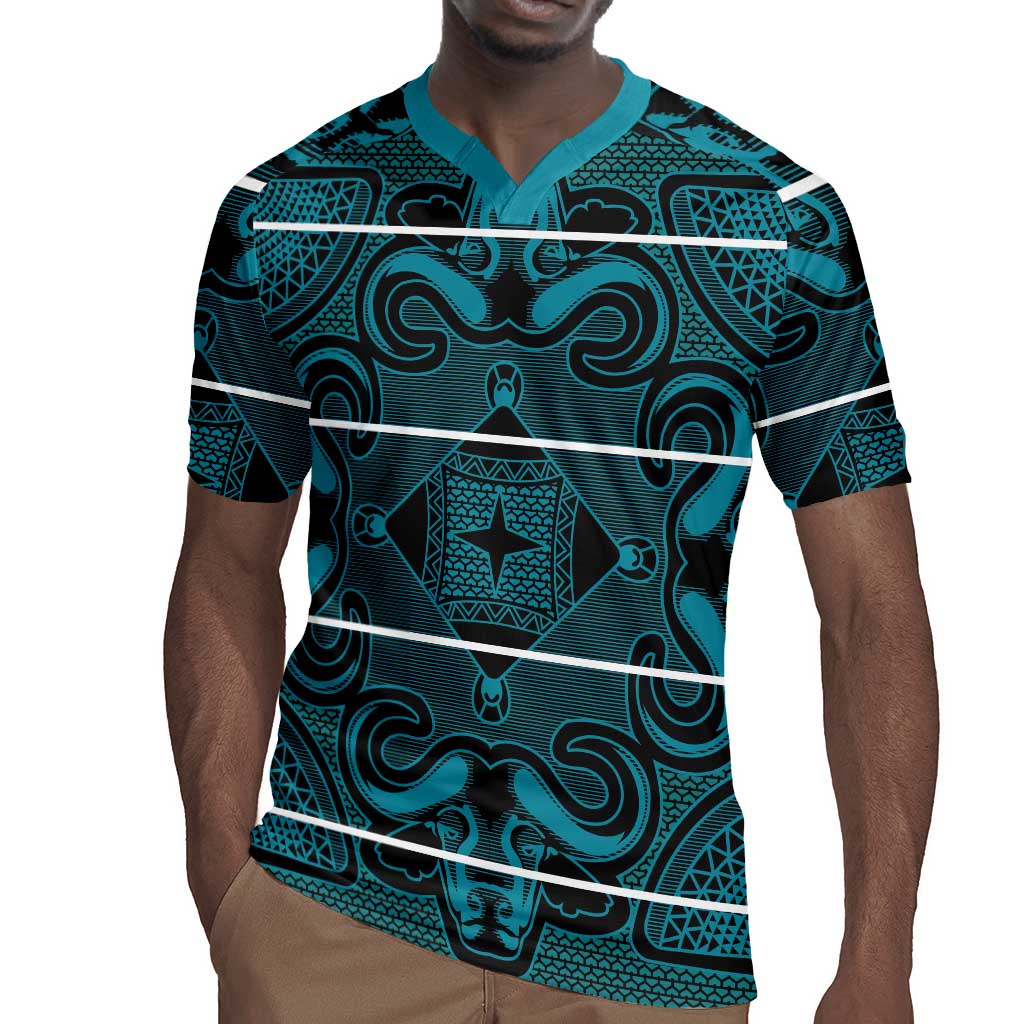 Basotho Blanket Rugby Jersey Lesotho Motlatsi Seanamarena Heritage - Lesotho Breeze - African Pride