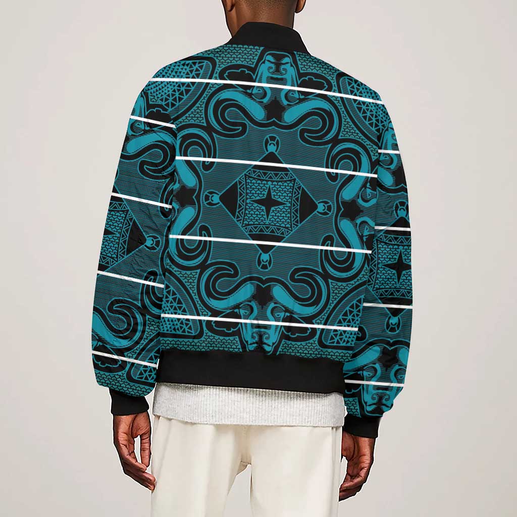 Basotho Blanket Sleeve Zip Bomber Jacket Lesotho Motlatsi Seanamarena Heritage - Lesotho Breeze - African Pride