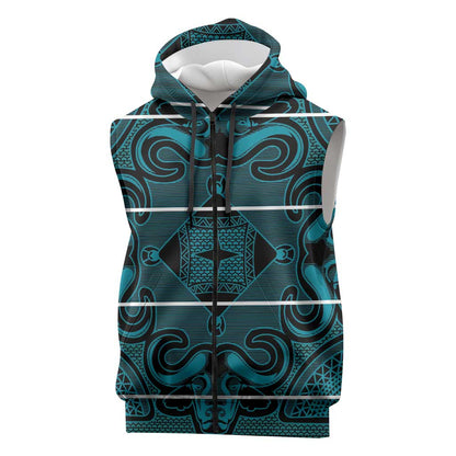 Basotho Blanket Sleeveless Zip Hoodie Lesotho Motlatsi Seanamarena Heritage - Lesotho Breeze - African Pride