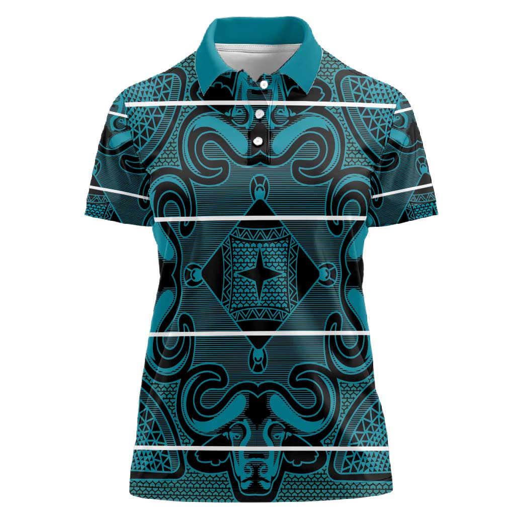 Basotho Blanket Women Polo Shirt Lesotho Motlatsi Seanamarena Heritage - Lesotho Breeze - African Pride