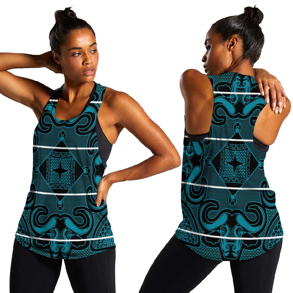 Basotho Blanket Women Racerback Tank Lesotho Motlatsi Seanamarena Heritage - Lesotho Breeze - African Pride