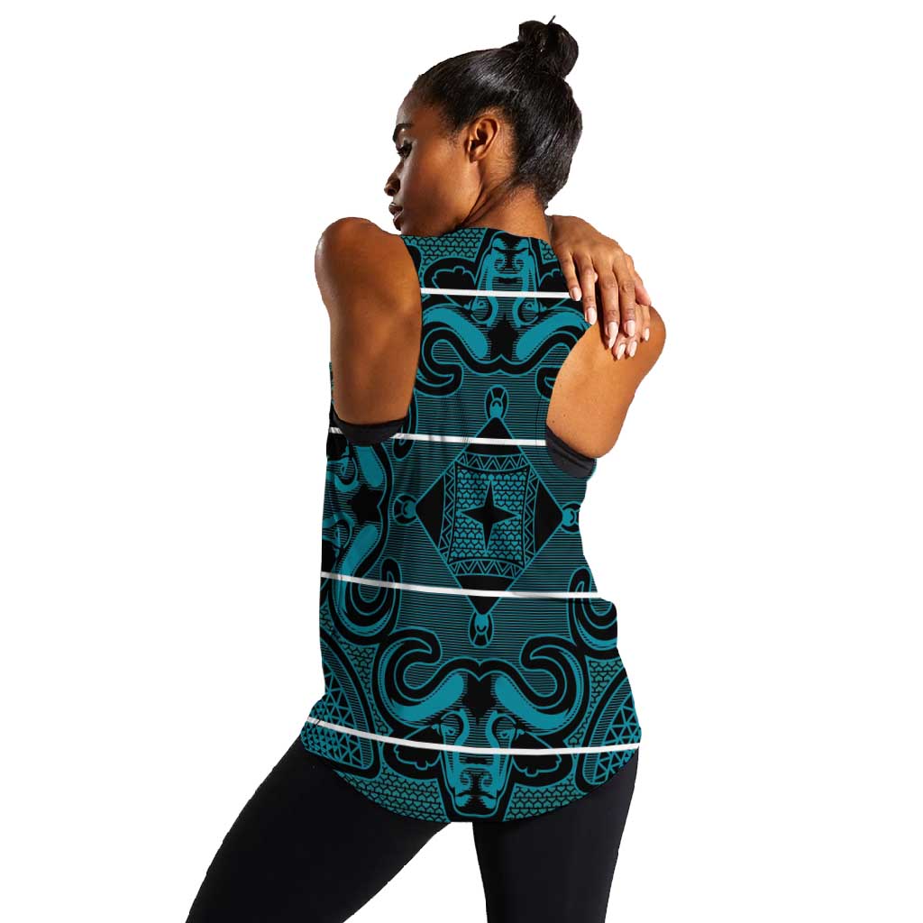 Basotho Blanket Women Racerback Tank Lesotho Motlatsi Seanamarena Heritage - Lesotho Breeze - African Pride