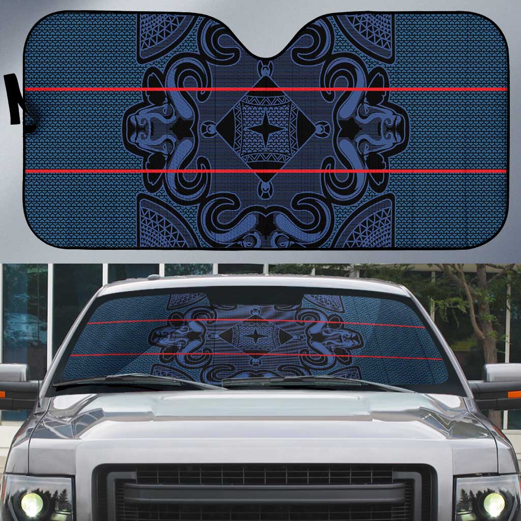 Lesotho Seanamarena - Motlatsi Auto Sun Shade Basotho Traditional Blanket Style - Blue