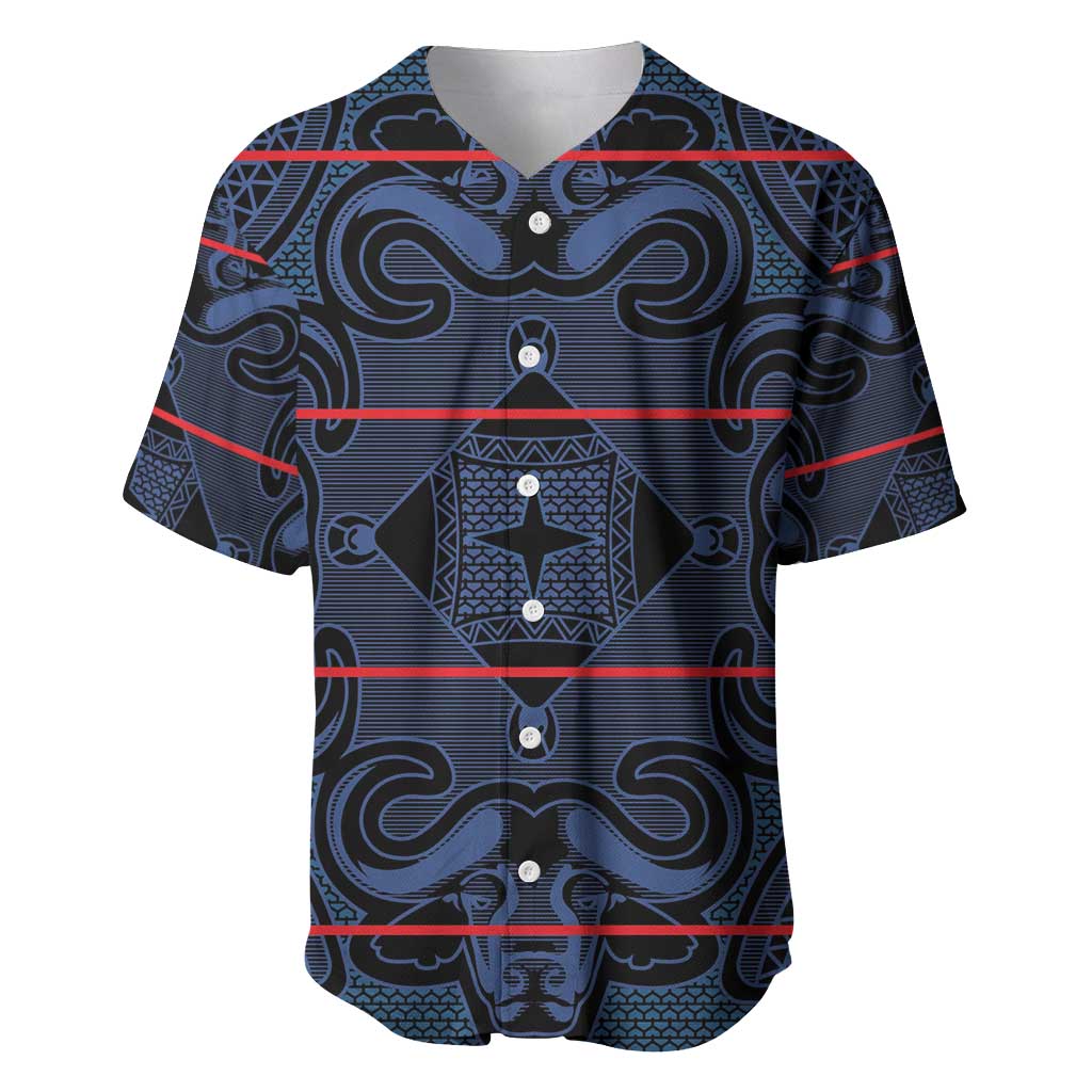 Basotho Blanket Baseball Jersey Lesotho Motlatsi Seanamarena Heritage - Blue - African Pride