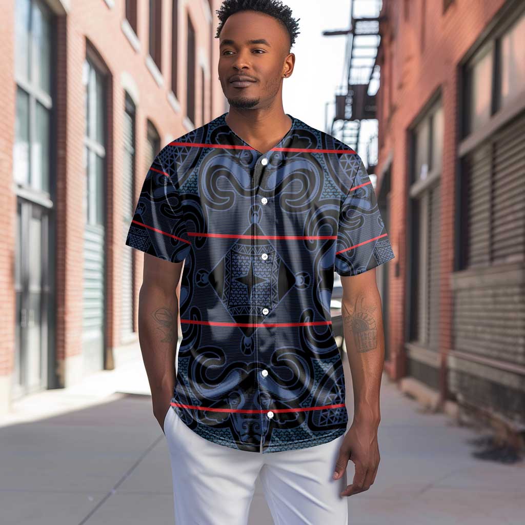 Basotho Blanket Baseball Jersey Lesotho Motlatsi Seanamarena Heritage - Blue - African Pride