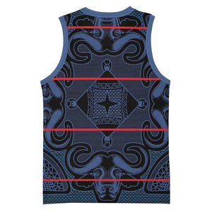 Basotho Blanket Basketball Jersey Lesotho Motlatsi Seanamarena Heritage - Blue LT15