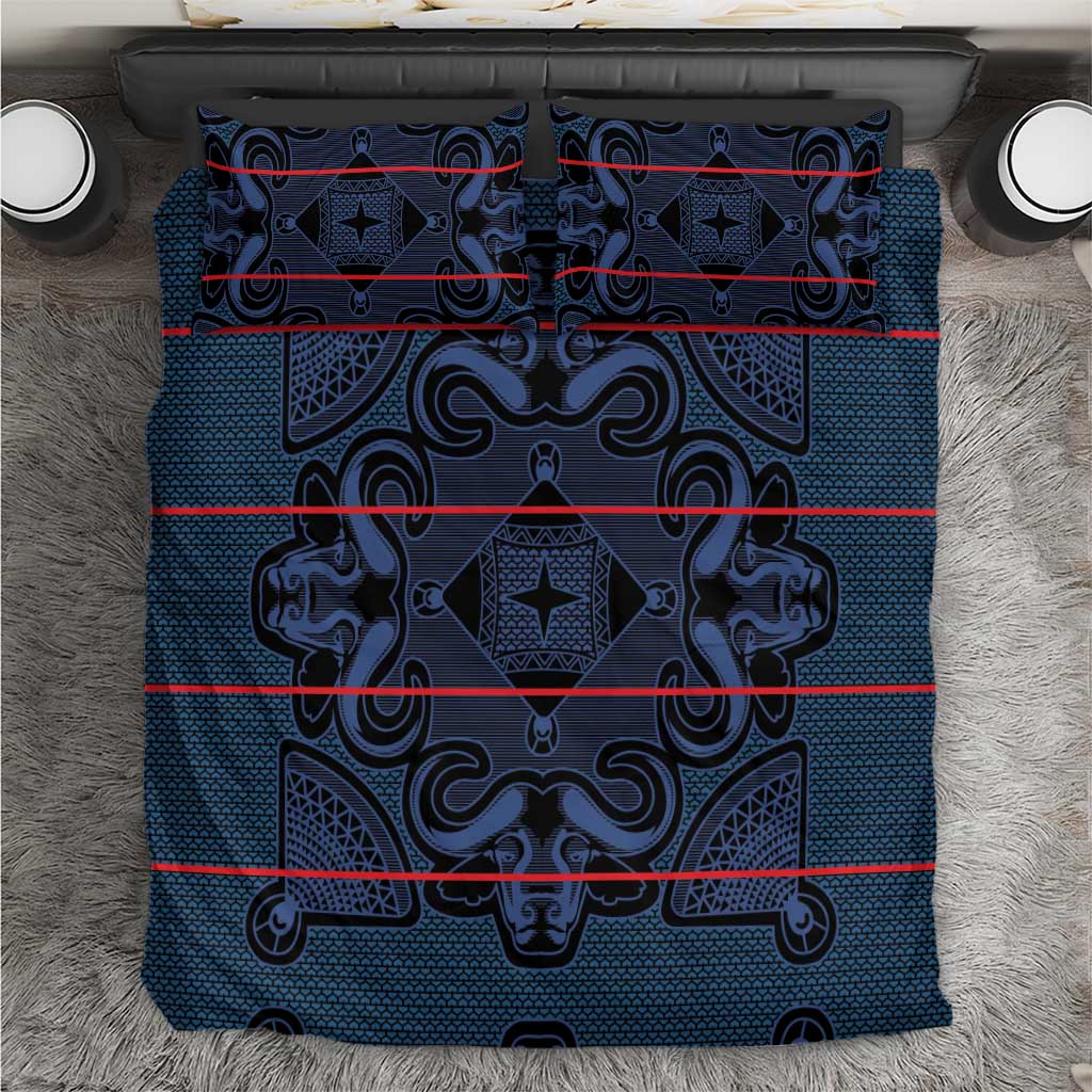 Basotho Blanket Bedding Set Lesotho Motlatsi Seanamarena Heritage - Blue - African Pride