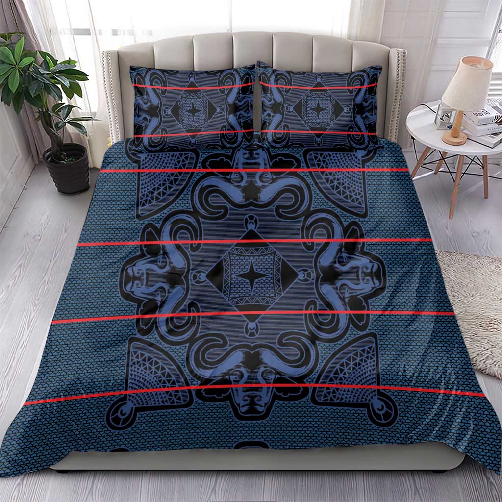 Basotho Blanket Bedding Set Lesotho Motlatsi Seanamarena Heritage - Blue - African Pride