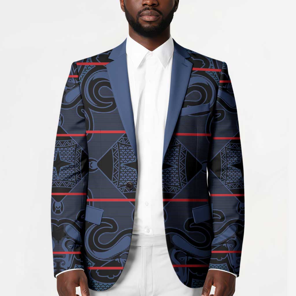 Lesotho Seanamarena - Motlatsi Blazer Basotho Traditional Blanket Style - Blue