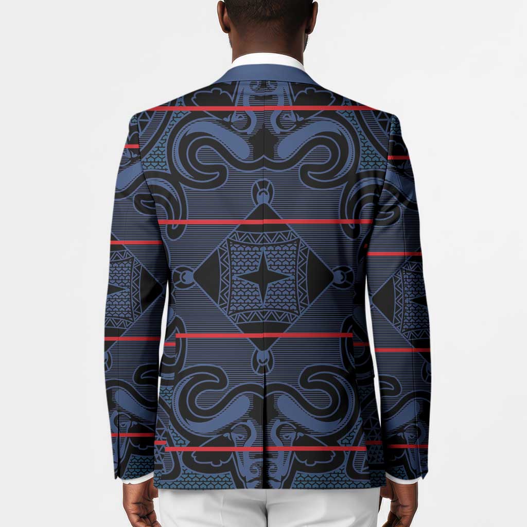 Lesotho Seanamarena - Motlatsi Blazer Basotho Traditional Blanket Style - Blue