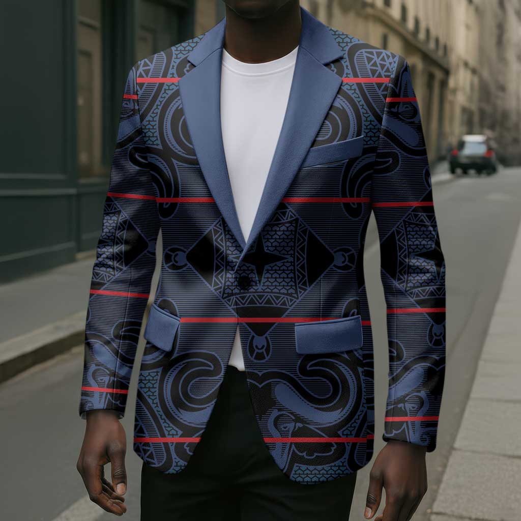 Lesotho Seanamarena - Motlatsi Blazer Basotho Traditional Blanket Style - Blue