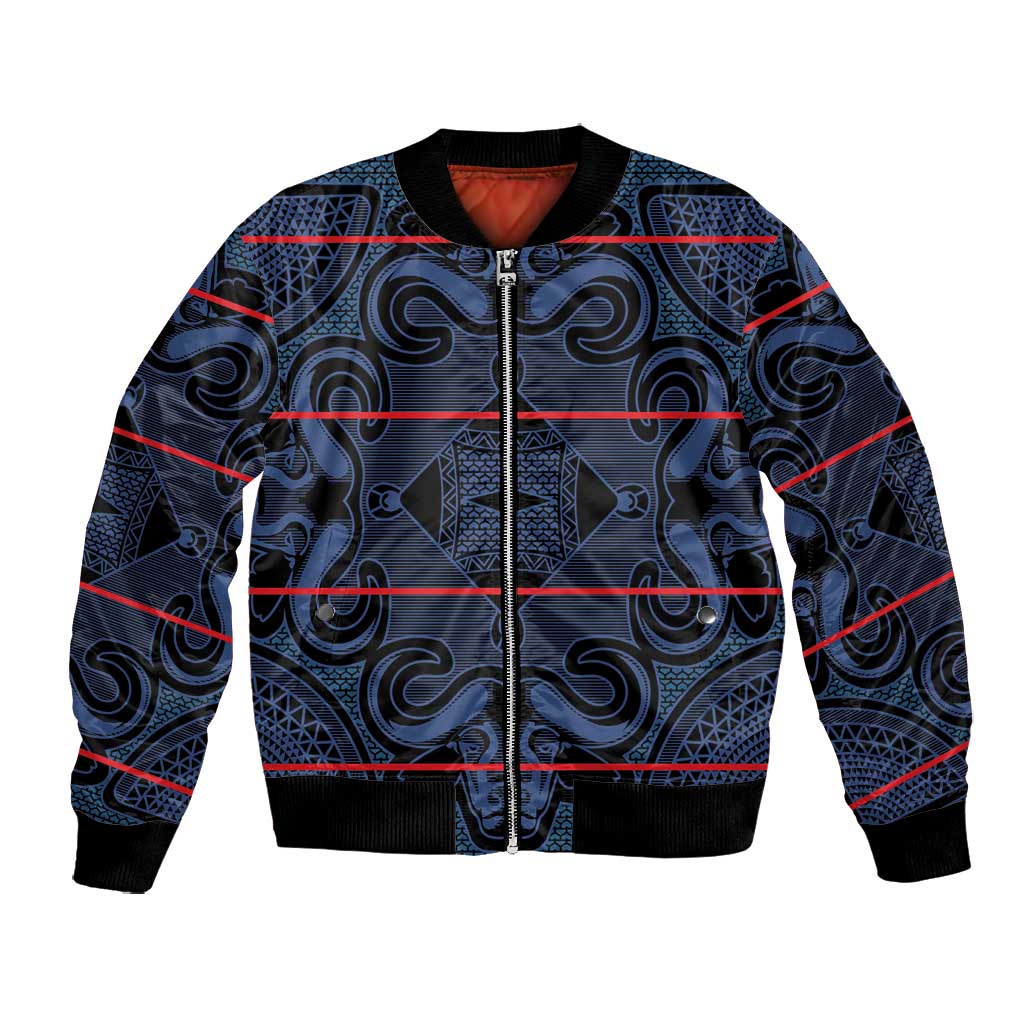 Basotho Blanket Bomber Jacket Lesotho Motlatsi Seanamarena Heritage - Blue - African Pride