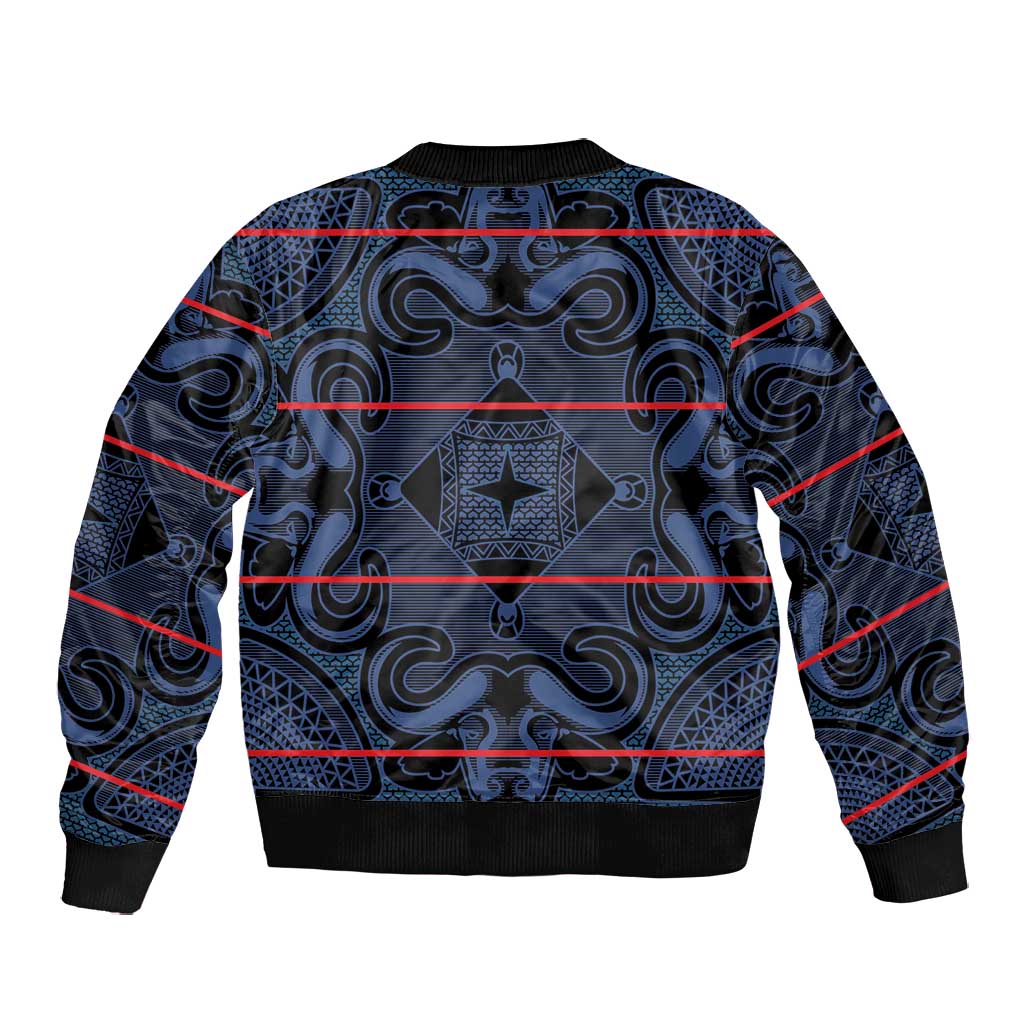 Basotho Blanket Bomber Jacket Lesotho Motlatsi Seanamarena Heritage - Blue - African Pride