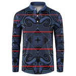 Lesotho Seanamarena - Motlatsi Button Sweatshirt Basotho Traditional Blanket Style - Blue