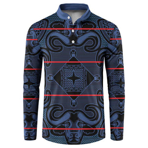 Lesotho Seanamarena - Motlatsi Button Sweatshirt Basotho Traditional Blanket Style - Blue