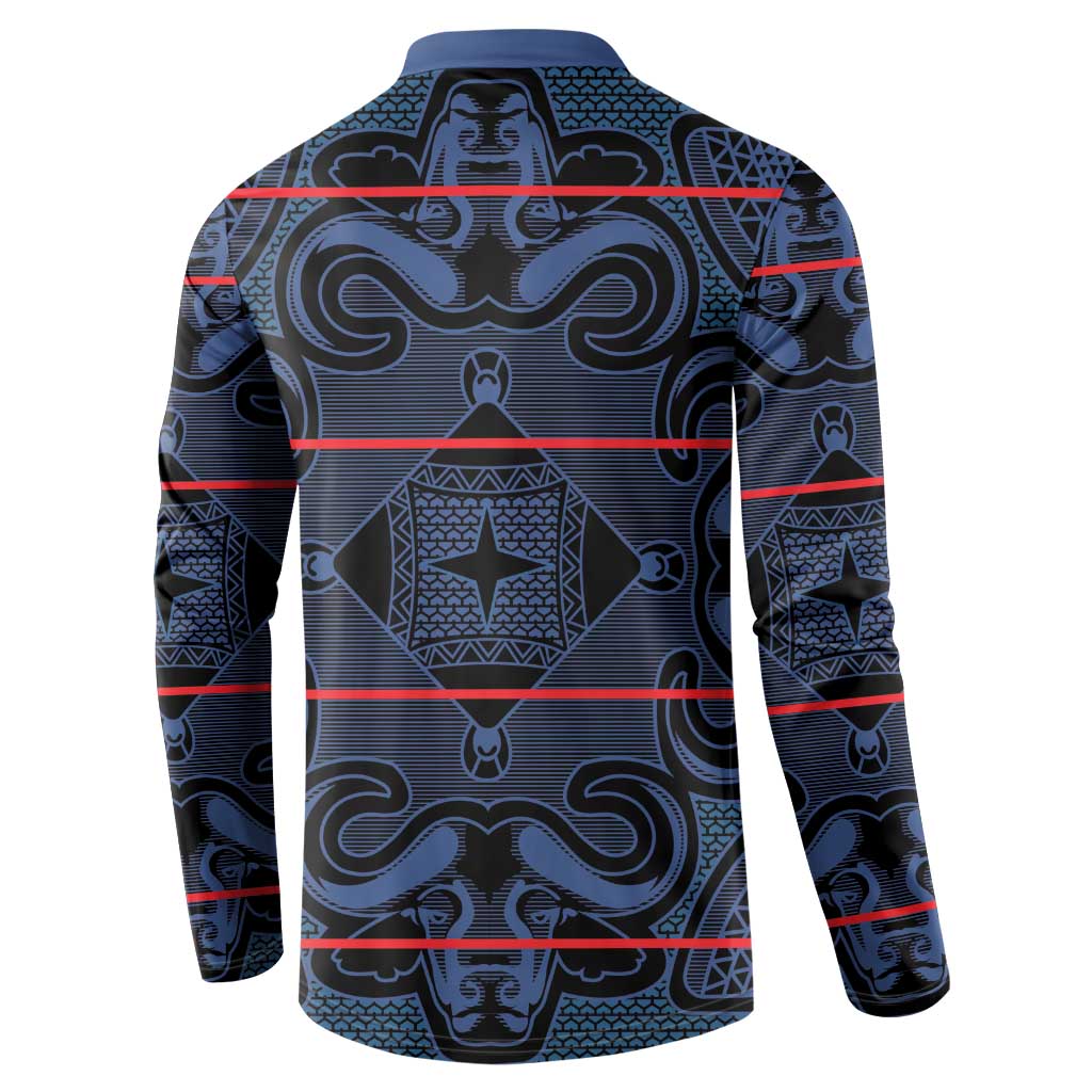 Lesotho Seanamarena - Motlatsi Button Sweatshirt Basotho Traditional Blanket Style - Blue
