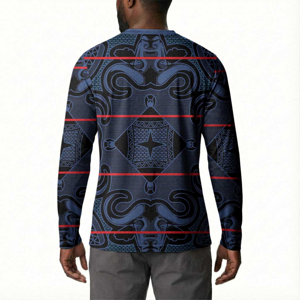 Lesotho Seanamarena - Motlatsi Button Sweatshirt Basotho Traditional Blanket Style - Blue