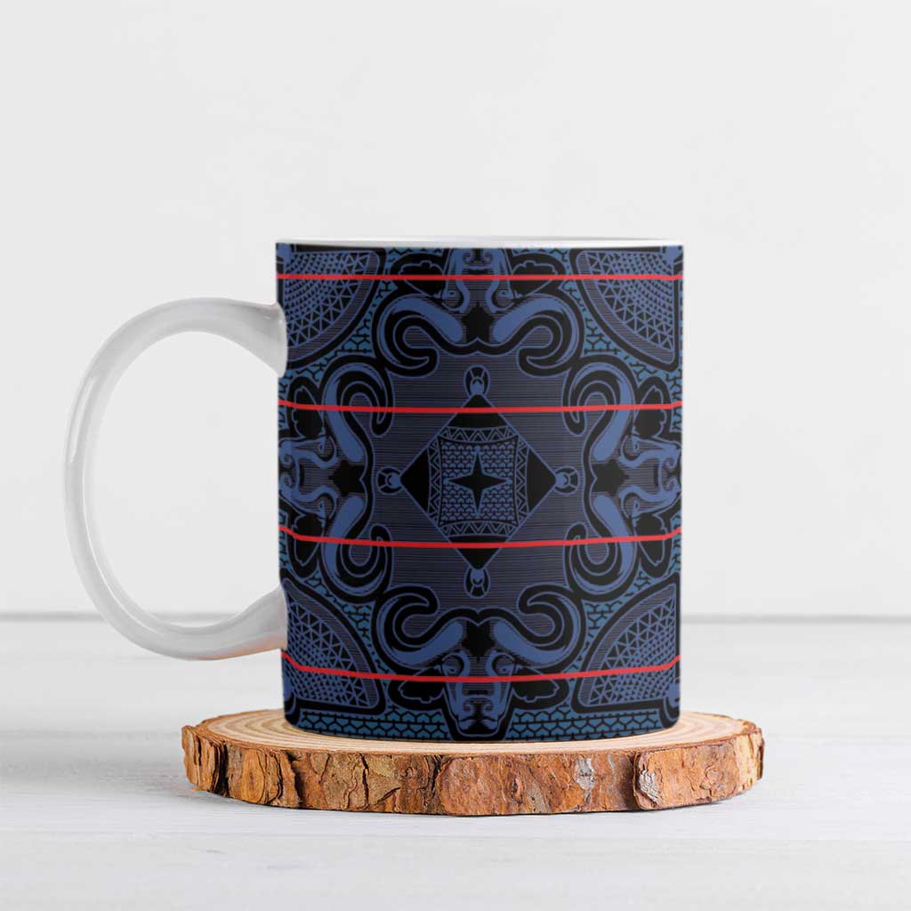 Lesotho Seanamarena - Motlatsi Ceramic Mug Basotho Traditional Blanket Style - Blue