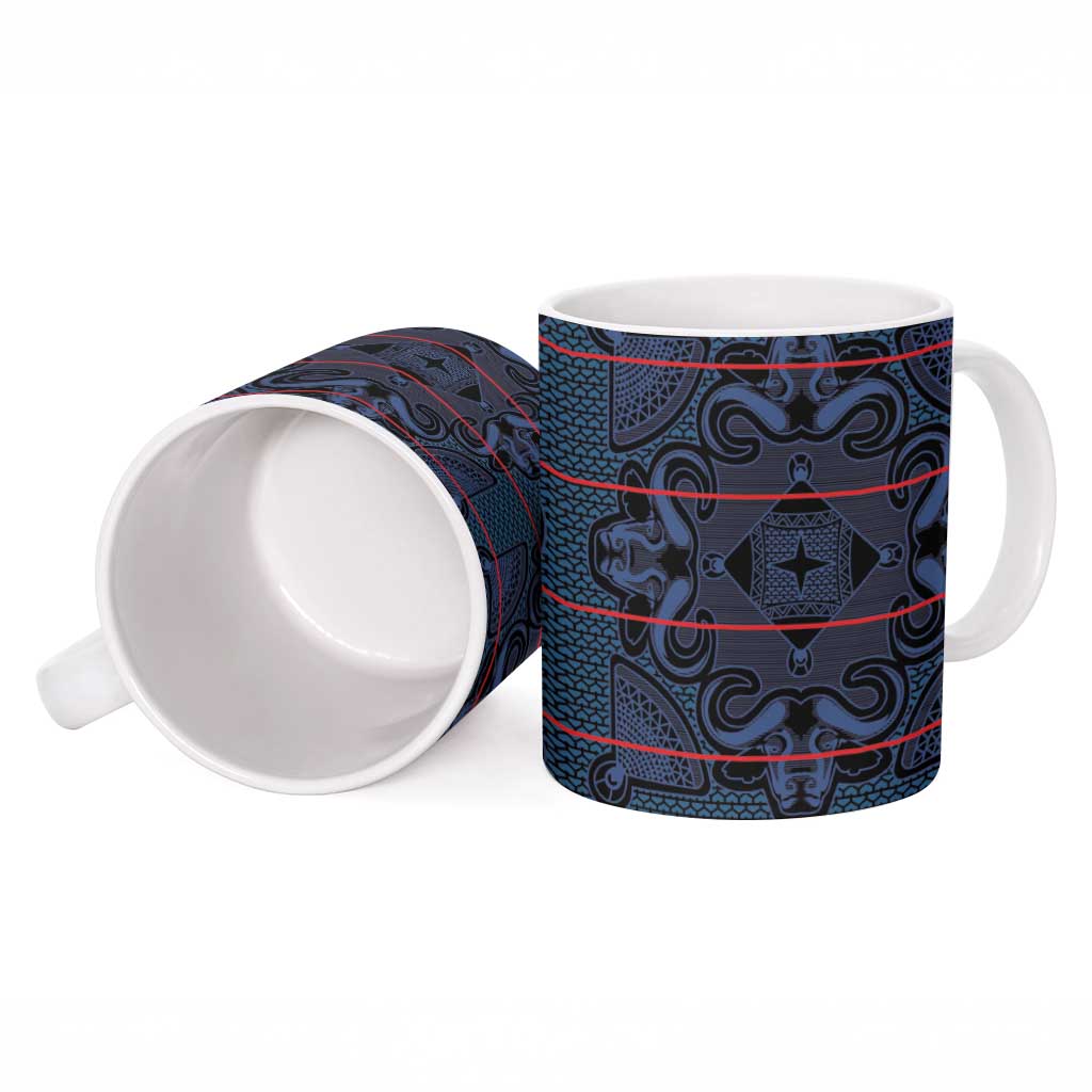 Lesotho Seanamarena - Motlatsi Ceramic Mug Basotho Traditional Blanket Style - Blue