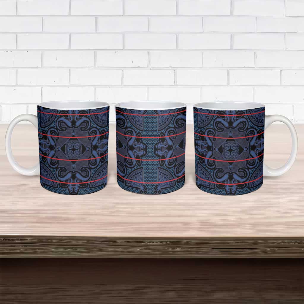 Lesotho Seanamarena - Motlatsi Ceramic Mug Basotho Traditional Blanket Style - Blue
