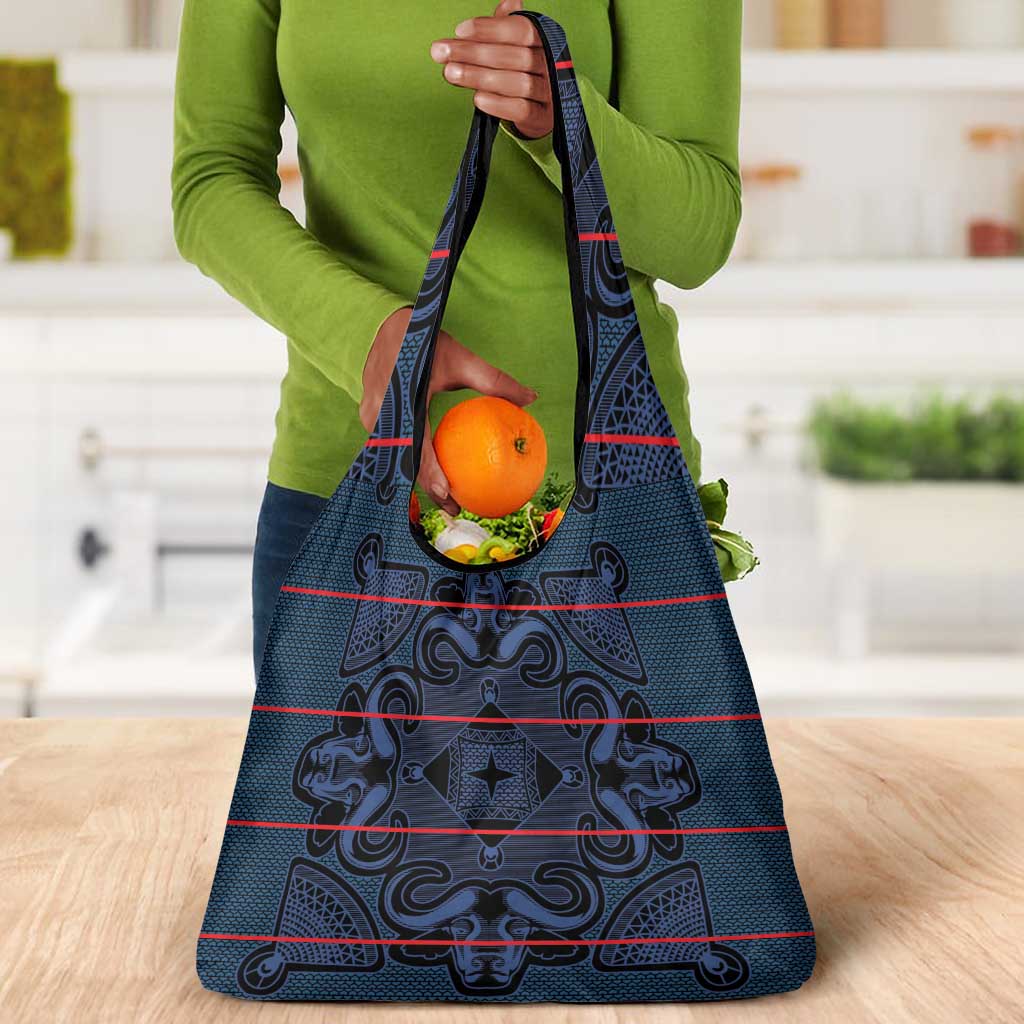 Basotho Blanket Grocery Bag Lesotho Motlatsi Seanamarena Heritage - Blue - African Pride