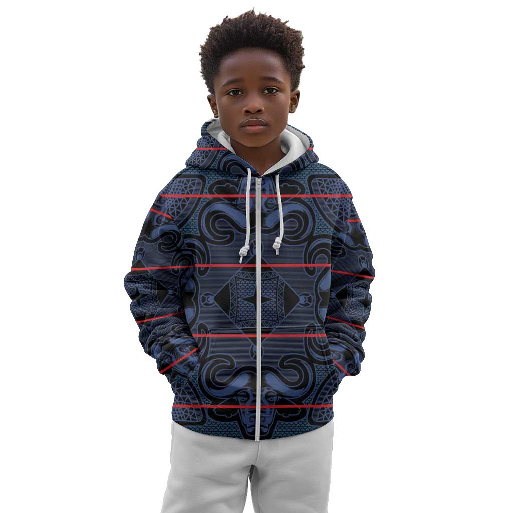 Basotho Blanket Kid Hoodie Lesotho Motlatsi Seanamarena Heritage - Blue - African Pride