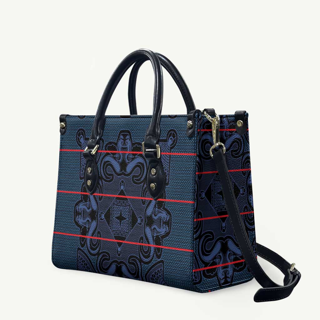 Lesotho Seanamarena - Motlatsi Leather Bag Basotho Traditional Blanket Style - Blue