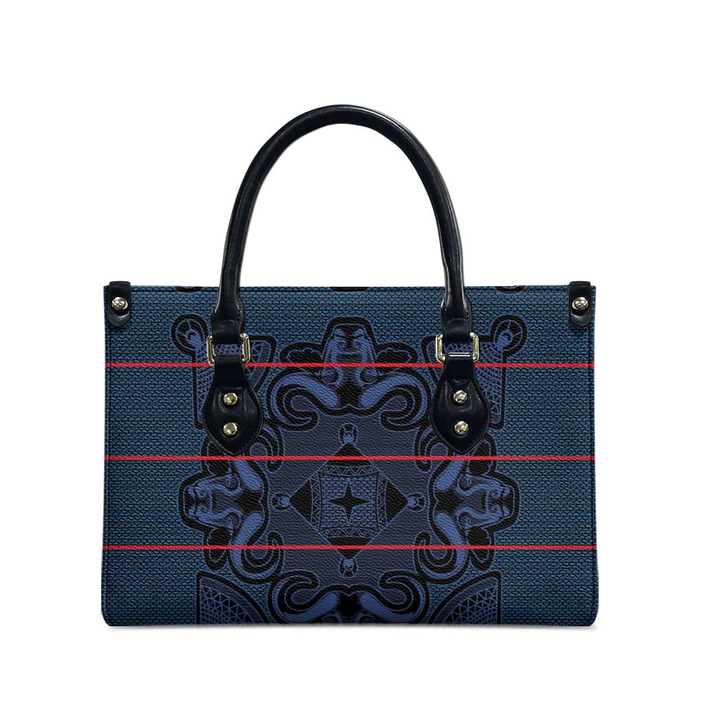 Lesotho Seanamarena - Motlatsi Leather Bag Basotho Traditional Blanket Style - Blue