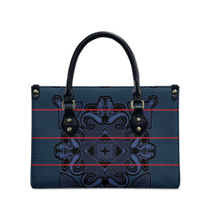 Lesotho Seanamarena - Motlatsi Leather Bag Basotho Traditional Blanket Style - Blue